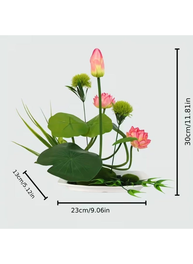 erorex Realistic Artificial for Lotus Plant Pot with Container - Luxury Fake Flower for home/Office/Hotel Decor Suitable for Christmas, Valentine', Mother' Day - Low-Maintenance Table Centerpiece, Multi-Room & Holiday Decoration (No Maintenance Required) - Image 5
