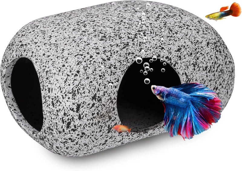 Ameliade Aquarium Decorations Cave Fish Tank Accessories Rock Decor for Shrimp Cichlid Hiding Breeding Small Fish Bowl Hide Decoration Betta Toys Hideout Stones House（Small） - Image 1