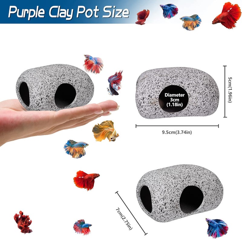 Ameliade Aquarium Decorations Cave Fish Tank Accessories Rock Decor for Shrimp Cichlid Hiding Breeding Small Fish Bowl Hide Decoration Betta Toys Hideout Stones House（Small） - Image 2