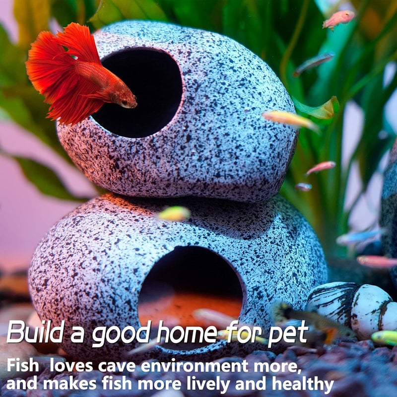 Ameliade Aquarium Decorations Cave Fish Tank Accessories Rock Decor for Shrimp Cichlid Hiding Breeding Small Fish Bowl Hide Decoration Betta Toys Hideout Stones House（Small） - Image 4