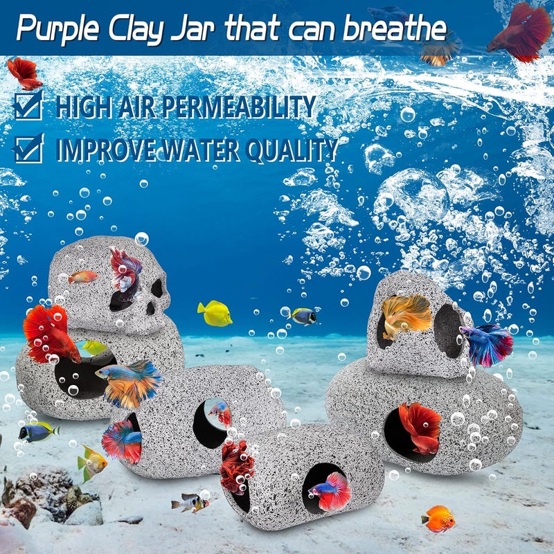 Ameliade Aquarium Decorations Cave Fish Tank Accessories Rock Decor for Shrimp Cichlid Hiding Breeding Small Fish Bowl Hide Decoration Betta Toys Hideout Stones House（Small） - Image 5