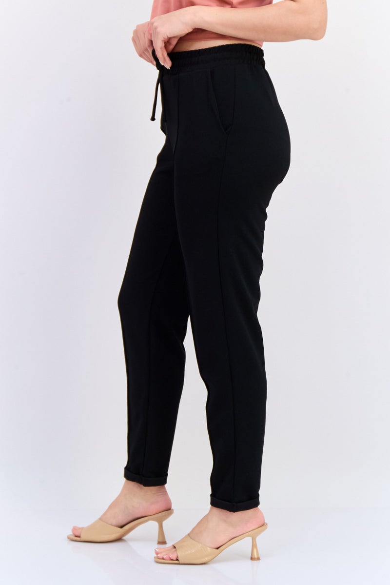 KOTON سروال نسائي بقصة عادية مستقيمة، أسود - Image 2