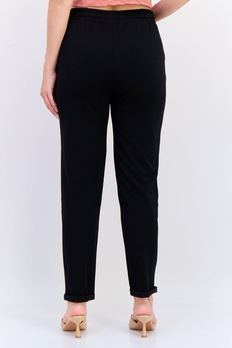 KOTON سروال نسائي بقصة عادية مستقيمة، أسود - Image 4