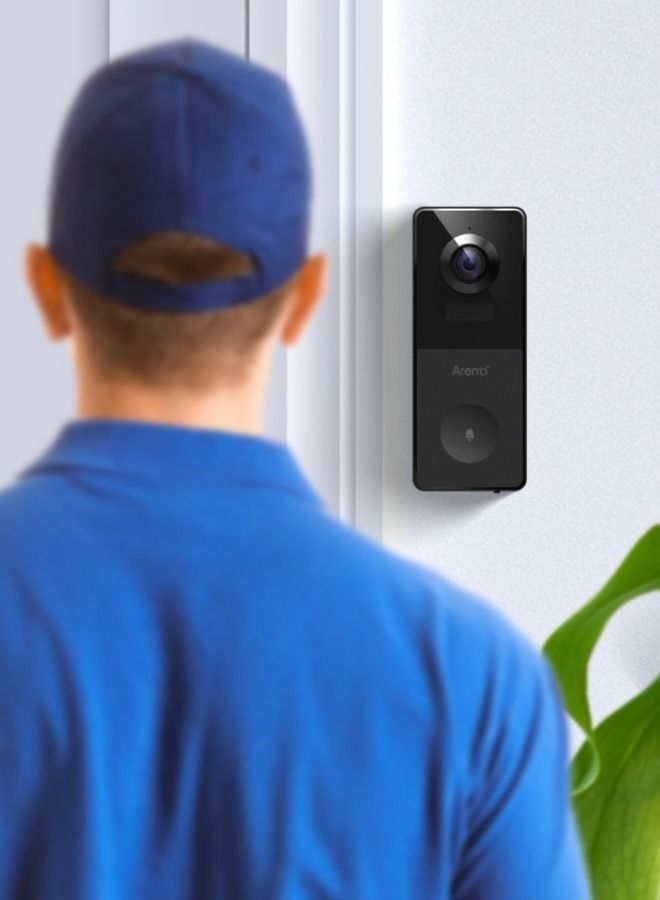 ARENTI Outdoor Battery Powered Doorbell - 2K Wi-Fi Video - x1 Wireless Chime - Black - Image 3