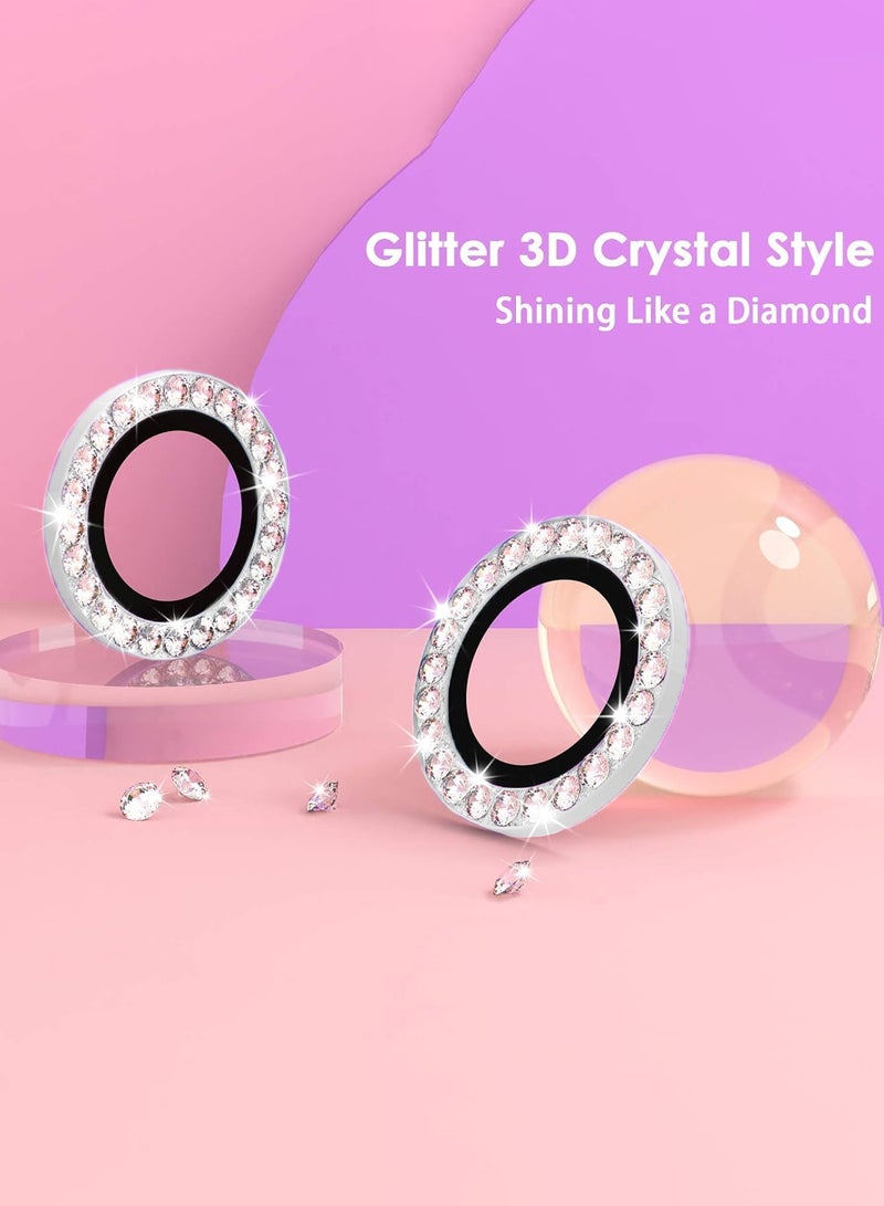 دبليو تيك واقي عدسة كاميرا آيفون 17 برو ماكس / آيفون 17 برو 2025 من آبل، غطاء كاميرا خلفية مرصع بالألماس ثلاثي الأبعاد، زجاج مقسّى عالي الجودة، غطاء تزييني لحلقة العدسة من سبائك الألومنيوم (MLHICL) - فضي تيتانيوم - Image 4