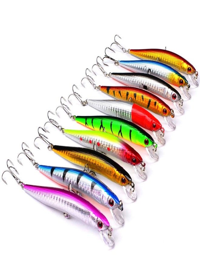 OriGlam 10pcs Fishing Lures - Life-Like Swimbait, Minnow Hard Lure Bass Trout Baits Kit, Topwater Hard Baits Crankbait Swimbait for Saltwater Freshwater - Image 1
