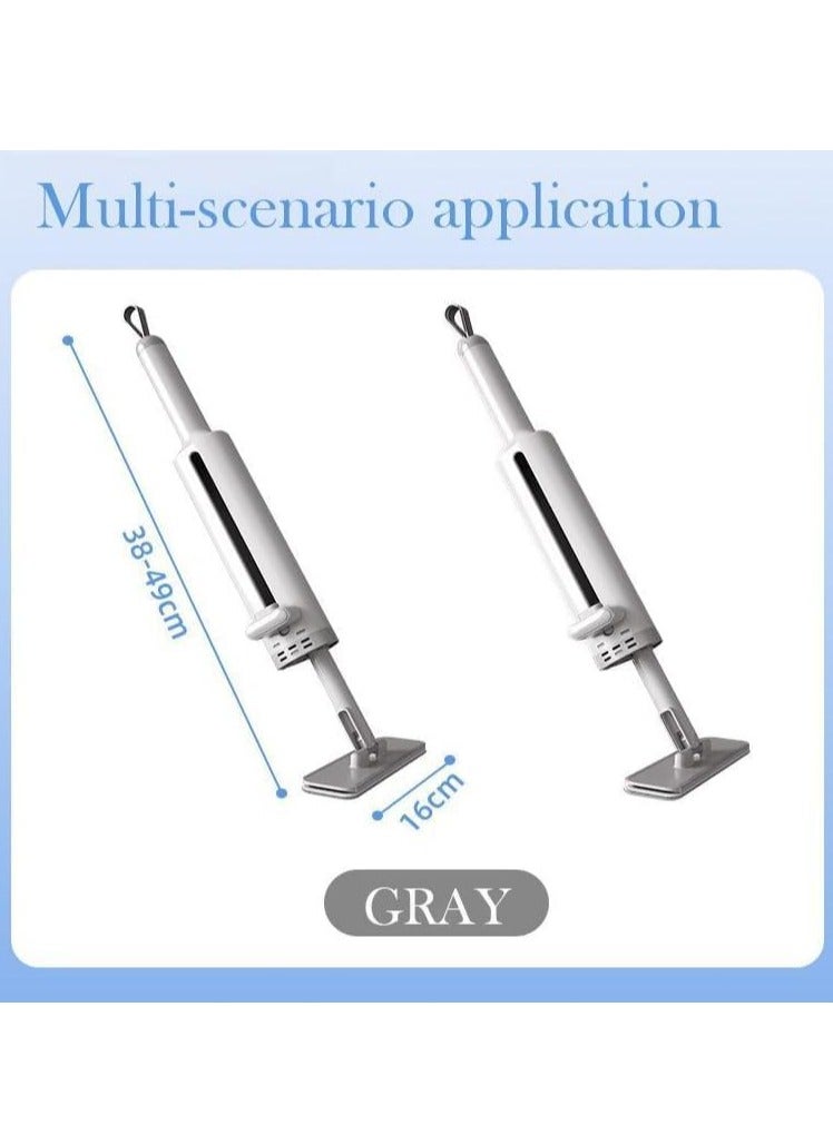 ميني مسح المحمولة الذاتية ضغط مقبض قصير مسح للمساحات الصغيرة تنظيف سطح المكتب مسح مسطح مع فرشاة تنظيف الشقوق ، السيليكون Squeegee و 2 وسائد الألياف الدقيقة القابلة لإعادة الاستخدام لمطبخ الحمام - Image 2