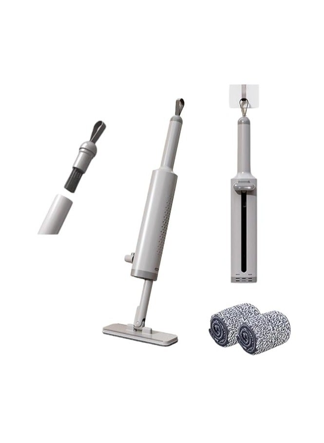 ميني مسح المحمولة الذاتية ضغط مقبض قصير مسح للمساحات الصغيرة تنظيف سطح المكتب مسح مسطح مع فرشاة تنظيف الشقوق ، السيليكون Squeegee و 2 وسائد الألياف الدقيقة القابلة لإعادة الاستخدام لمطبخ الحمام - Image 1