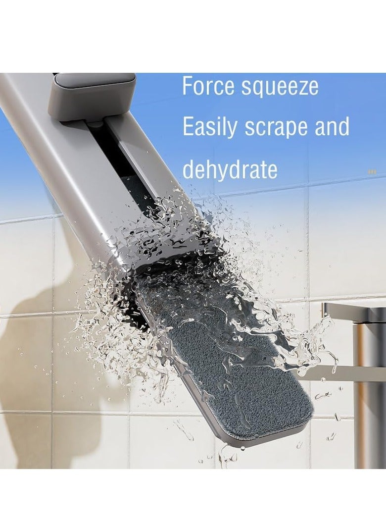 ميني مسح المحمولة الذاتية ضغط مقبض قصير مسح للمساحات الصغيرة تنظيف سطح المكتب مسح مسطح مع فرشاة تنظيف الشقوق ، السيليكون Squeegee و 2 وسائد الألياف الدقيقة القابلة لإعادة الاستخدام لمطبخ الحمام - Image 5