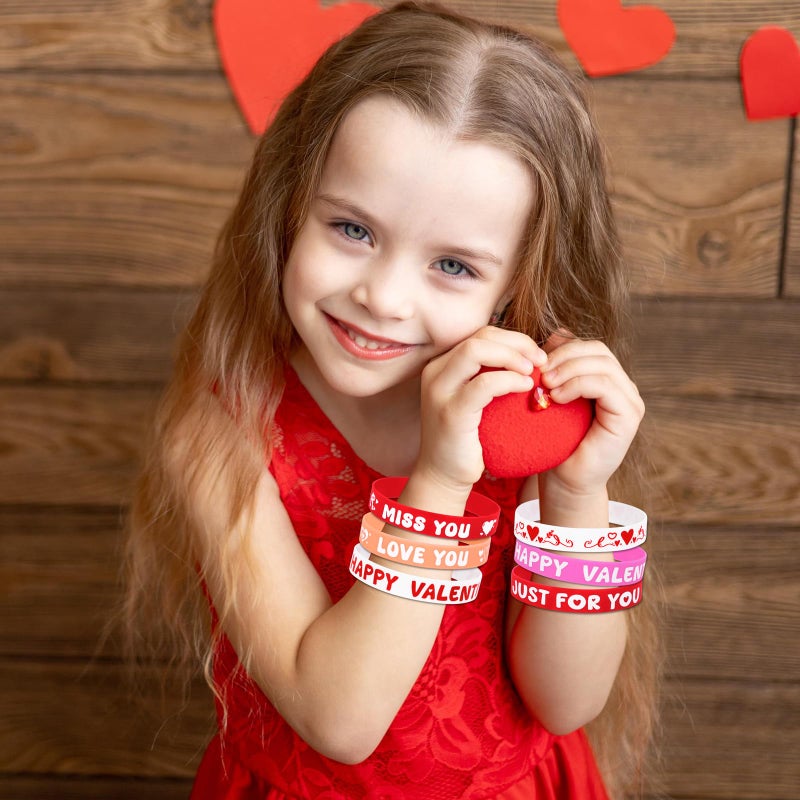 Moon Boat 144PCS Valentine's Day Silicone Bracelets Bulk Pink Red Love Heart Rubber Wristbands for Adults Valentines Wedding Party Decorations - Image 5
