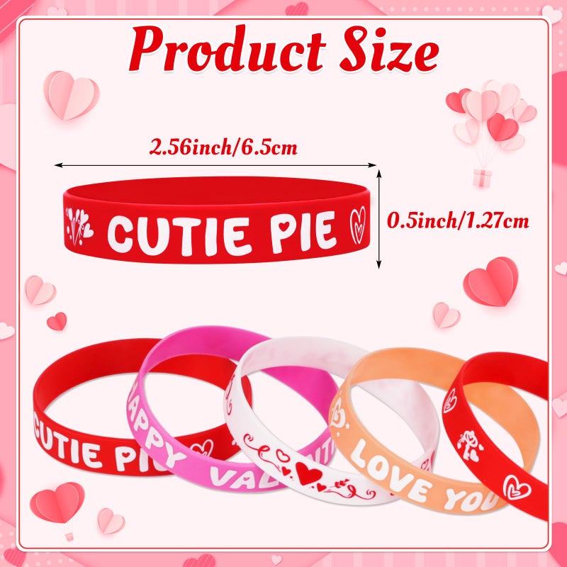 Moon Boat 144PCS Valentine's Day Silicone Bracelets Bulk Pink Red Love Heart Rubber Wristbands for Adults Valentines Wedding Party Decorations - Image 4