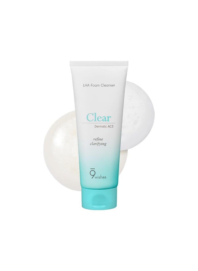 9 wishes 9 wishes Dermatic Clear Foam Cleanser 507 floz  Acne Facial Wash with LHA  20 Pear Flower Extract  Madecassoside  Low Alkaline Gentle Exfoliating Sensitive Skin Soothing Korean Skincare 