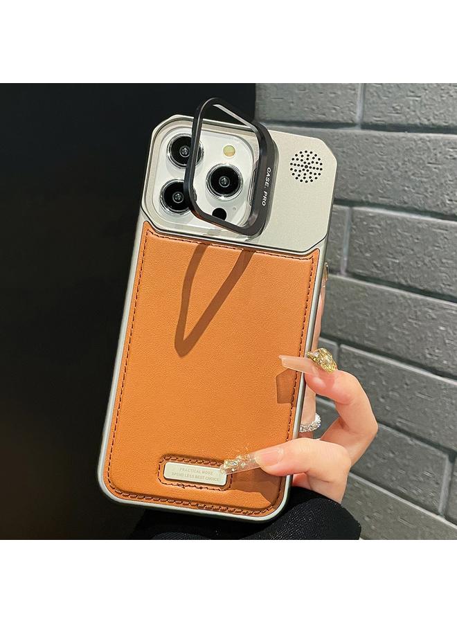 S-TOP Case For iPhone 14 Pro Max Metal Holder Plain Leather MagSafe Phone Case - Image 1
