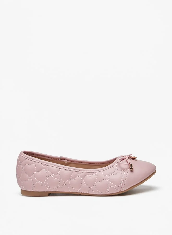 Flora Bella By Shoexpress Girl's Bow Accent Slip-On Round Toe Ballerina Shoes Ramadan Collection
