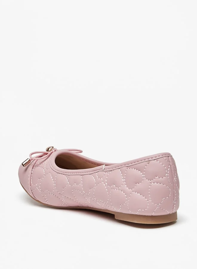 Flora Bella By Shoexpress Girl's Bow Accent Slip-On Round Toe Ballerina Shoes Ramadan Collection