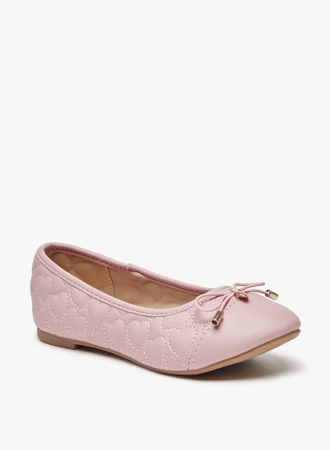 Flora Bella By Shoexpress Girl's Bow Accent Slip-On Round Toe Ballerina Shoes Ramadan Collection