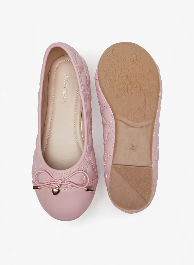 Flora Bella By Shoexpress Girl's Bow Accent Slip-On Round Toe Ballerina Shoes Ramadan Collection
