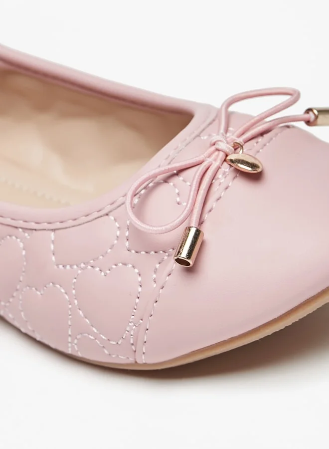 Flora Bella By Shoexpress Girl's Bow Accent Slip-On Round Toe Ballerina Shoes Ramadan Collection