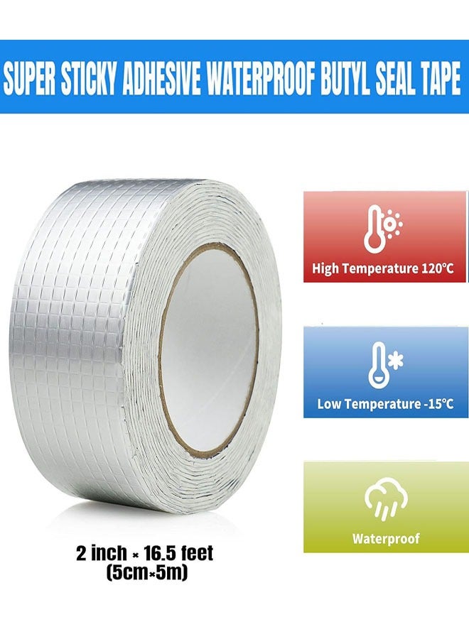 Butyl Tape, Waterproof Tape Aluminum Foil Tape Sealan Tape for RV Repair, Window, Silicone, Boat and Pipe Sealing, Glass & Rubber Roof Patching, Silver (2inch x 16.4ft)  - Image 2