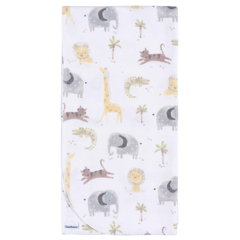 Gerber Unisex Baby 100% Cotton Flannel Receiving Blankets 30x30 Inches (Pack of 4), Animals + Geos Neutral, One Size - Image 5