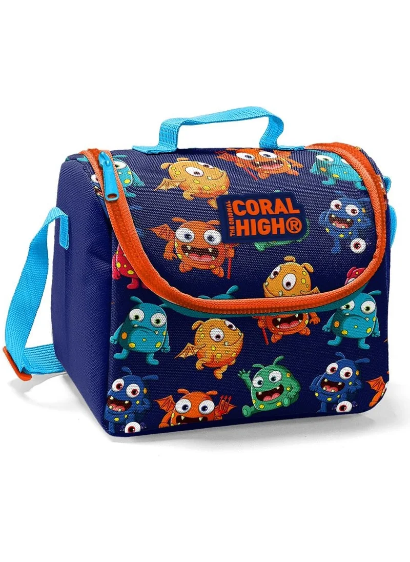 كورال هاي Kids Dark Blue Monster Pattern Thermo Lunch Box 22740