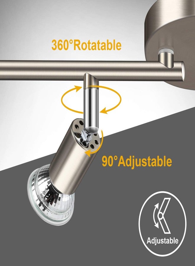 Ascher 4-Light LED Track Lighting Kit, Flexibly Rotatable Light Heads, 4 Way Ceiling Spotlight Matt Nickel Finish, Including 4 GU10 LED Bulbs (4W 400LM Daylight White 5000K) - Image 2