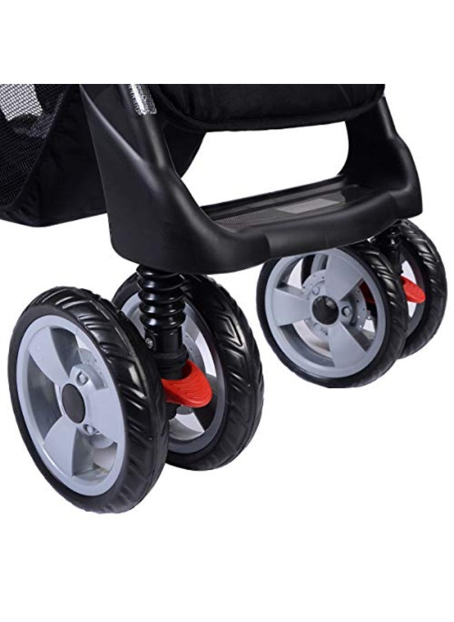 Generic Double Stroller, Double Stroller with Adjustable Backrest, Footrest, Foldable Design for Easy Transport - (Milk Color).  - Image 3