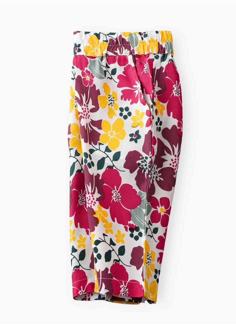 Jelliene Floral Print Viscose Summer Pants for Infant Girls  - Image 3