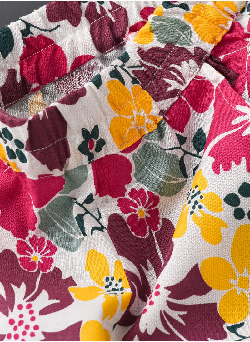 Jelliene Floral Print Viscose Summer Pants for Infant Girls  - Image 4