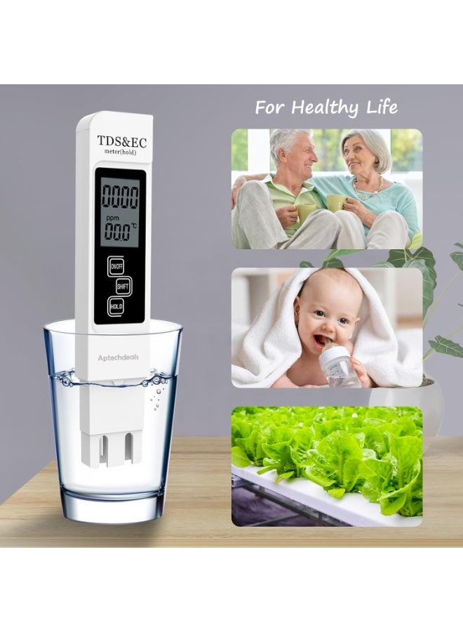 Chabeia (TDS)/EC Water Tester Meter, With Temperature, electrical conductivity & Water Quality, Measurement For Drinking Water, Aquarium, Agriculture Fertilizer, Easy Use（White） - Image 4