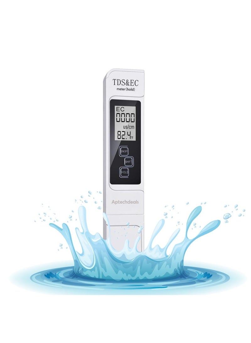 Chabeia (TDS)/EC Water Tester Meter, With Temperature, electrical conductivity & Water Quality, Measurement For Drinking Water, Aquarium, Agriculture Fertilizer, Easy Use（White） - Image 1