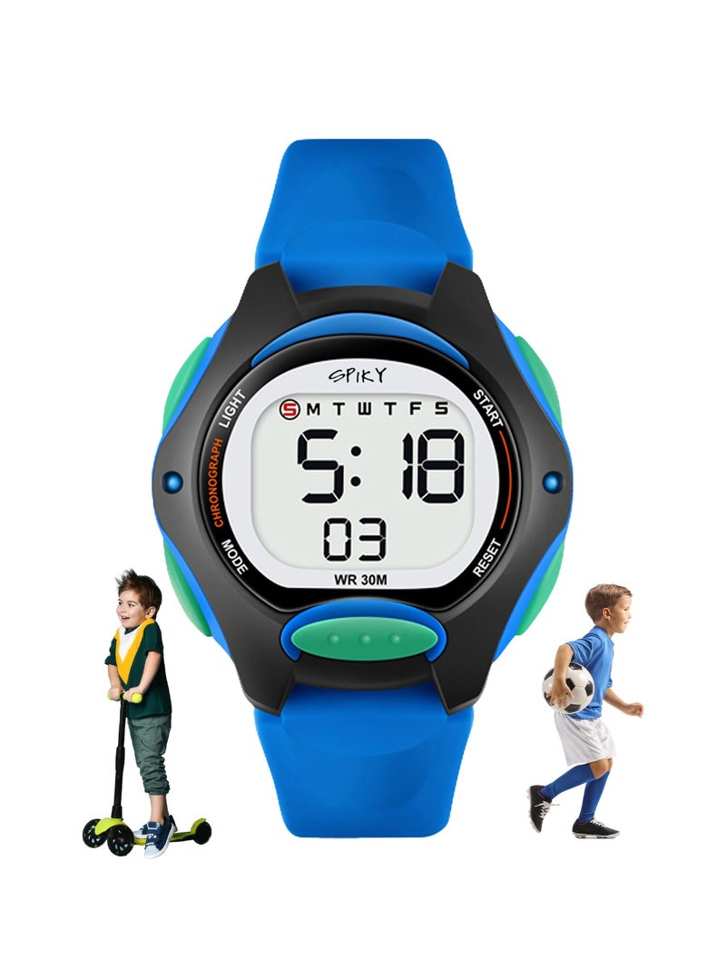 SPIKY Digital Sports Watch for Kids (Blue) | Multifunctional with Luminous LED Display & Alarm | Water Resistant & Silicone Strap | Birthday Gift Wrist Watches for Boys & Girls | Age 2-14 Yrs - Image 1