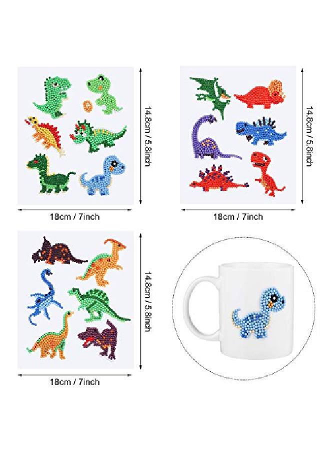 Outus 18 Pieces Diamond Painting Stickers Kit For Boys Girls And Adult Beginners 5D Diy Diamond Painting Stickers Paint By Numbers Kits Handmade Art Craft (Dinosaur Style) - Image 3