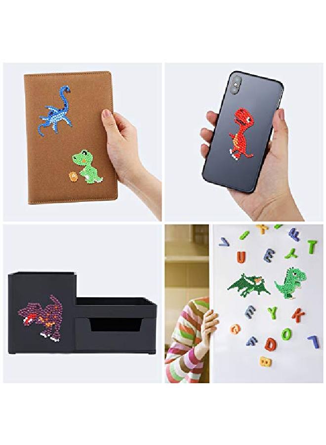 Outus 18 Pieces Diamond Painting Stickers Kit For Boys Girls And Adult Beginners 5D Diy Diamond Painting Stickers Paint By Numbers Kits Handmade Art Craft (Dinosaur Style) - Image 5