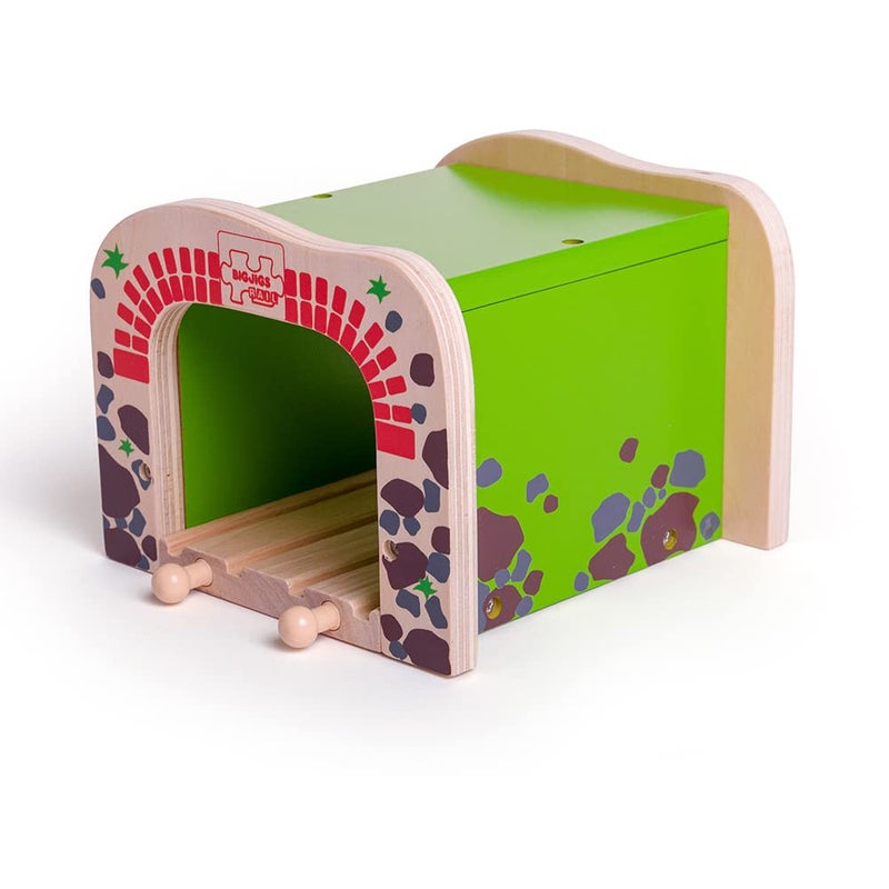 Bigjigs Rail بيججيجس ريل، نفق مزدوج، ألعاب خشبية، مجموعة قطار، نفق قطار، ملحقات مسار القطار الخشبي، ملحقات بيججيجس، ألعاب قطار، نفق قطار للأطفال - Image 1