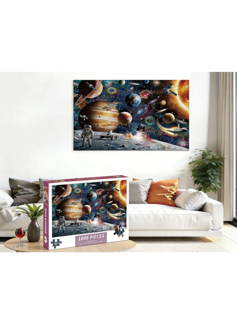 1000pcs لغز الكرتون الكبار ، لغز تحدي الرسم الكرتون ، مناسب للأنشطة العائلية ، ليالي اللعبة ، الهدايا لتخفيف الإجهاد ، المسافرين الفضائيين - Image 5