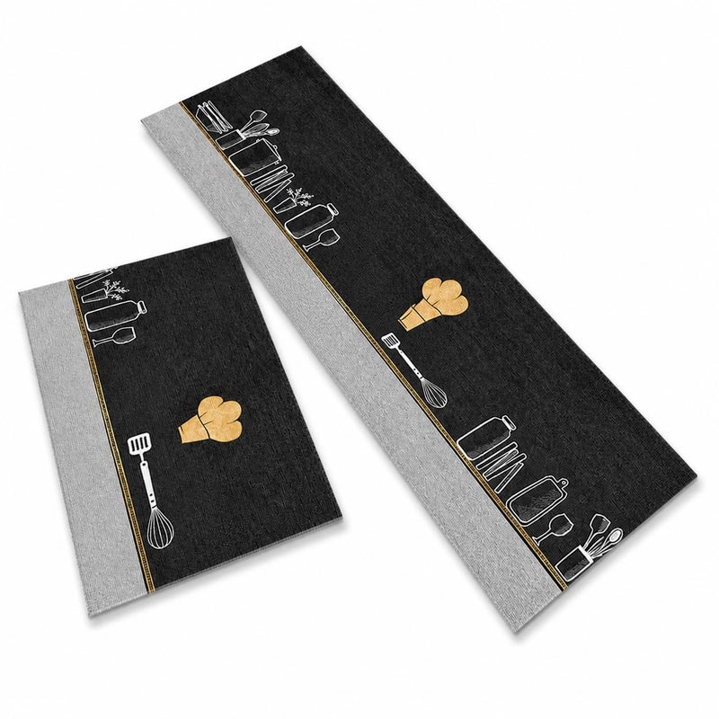 Soft Comfort Floor Mat Set of 2, Non Slip Rubber Back Rugs for Bathroom Kitchen Sink Area, PVC Durable Washable Mats for Bedroom and Home Use 120x40 60x40 cm - Image 3