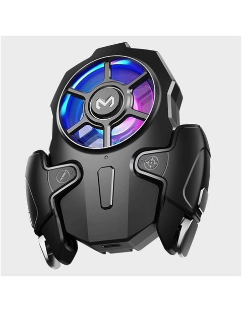 AK03 Fantasy Mobile Game Controller And Cooling Fan, PUBG Gaming Joystick Trigger Gamepad Cooler With RGB Light