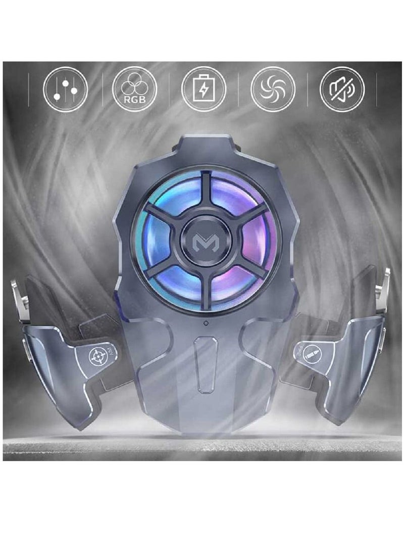 Memo AK03 Fantasy Mobile Game Controller And Cooling Fan, PUBG Gaming Joystick Trigger Gamepad Cooler With RGB Light  - Image 2