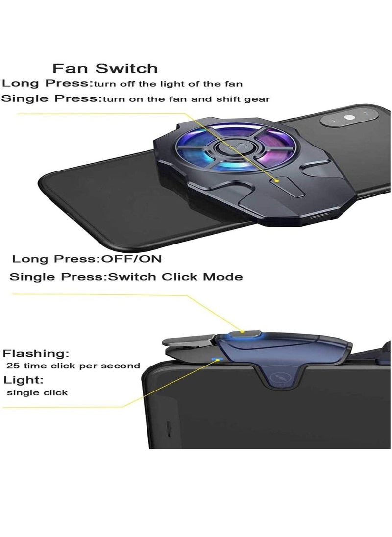 Memo AK03 Fantasy Mobile Game Controller And Cooling Fan, PUBG Gaming Joystick Trigger Gamepad Cooler With RGB Light  - Image 4