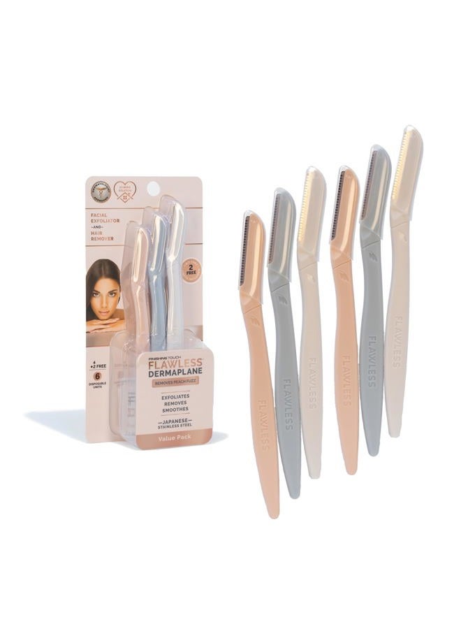 finishing touch Dermaplane Facial Exfoliator and Hair Remover, Facial Hair Removal for Women, 6 Count - Image 1