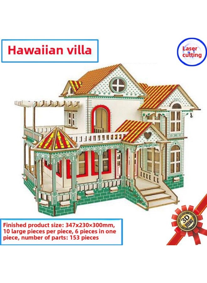 Hand-patched Night Market Stall Hawaiian Villa Laser Cutting 3d Wooden Building Hongtai Puzzle Diy Stereo-Color:Transformers II  - Image 4