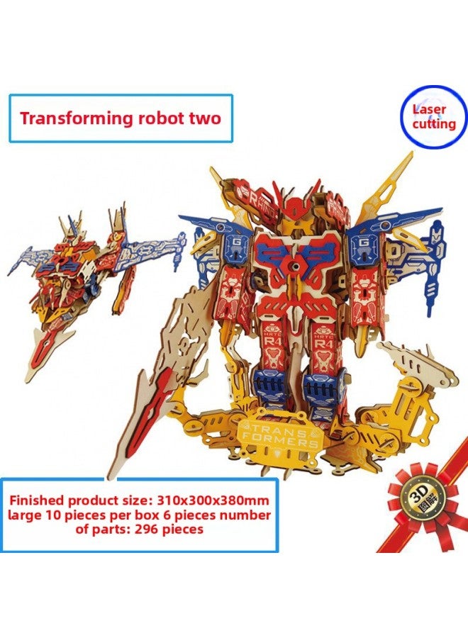 Hand-patched Night Market Stall Hawaiian Villa Laser Cutting 3d Wooden Building Hongtai Puzzle Diy Stereo-Color:Transformers II  - Image 1