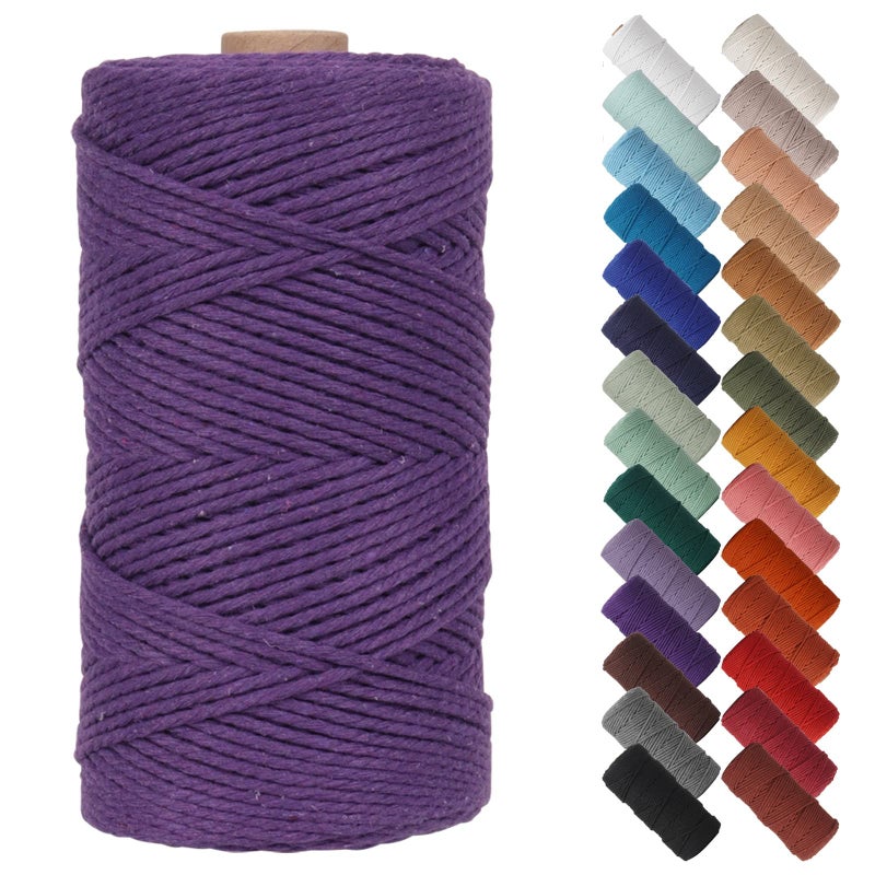 NOANTA Deep Purple Macrame Cord 2mm x 220yards Colored Macrame Rope Cotton Rope Macrame Yarn Colorful Cotton Craft Cord for Wall Hanging Plant Hangers Crafts Knitting