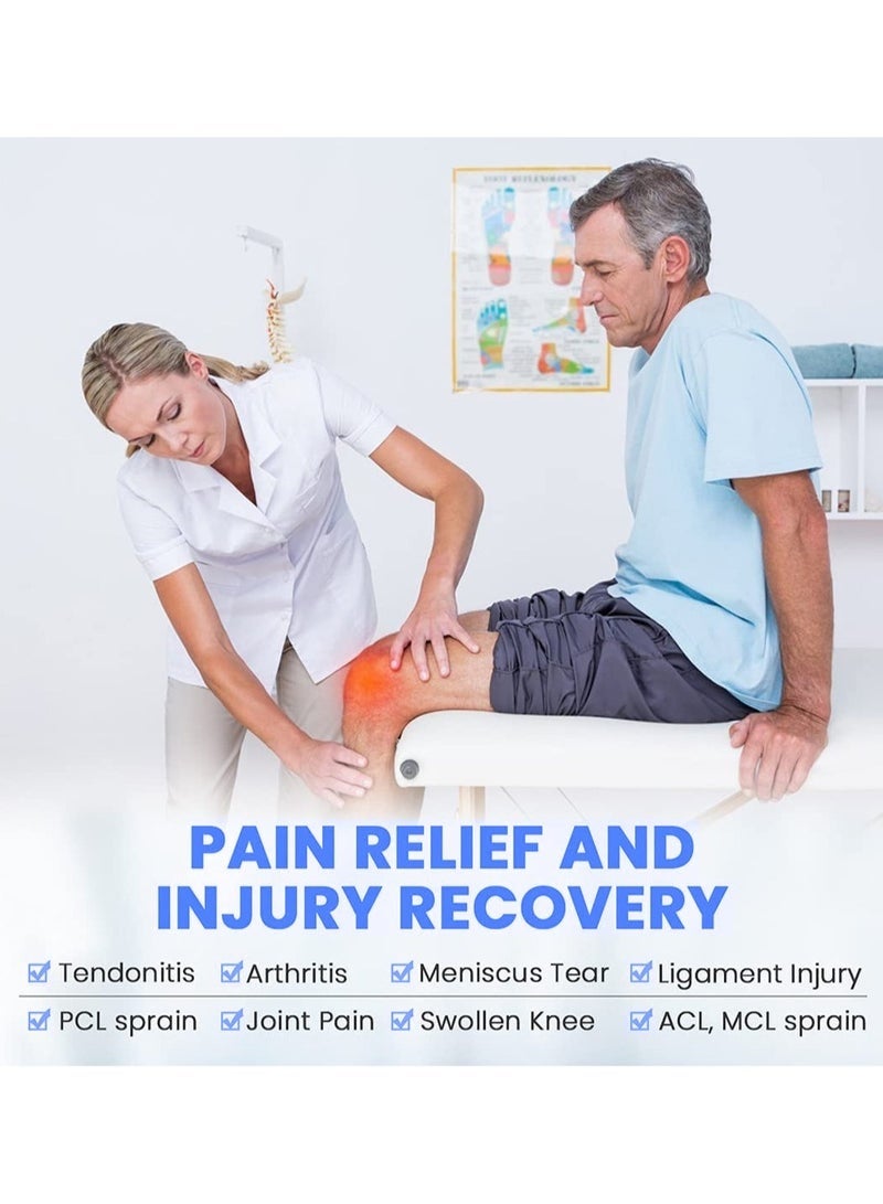 عبوة من دعامتين لدعم الركبة مع أكمام ضاغطة لتمزق الغضروف المفصلي، والتهاب المفاصل، وتخفيف آلام المفاصل. بطانة متينة من مادة إي في إيه للرقص، والمصارعة، والكرة الطائرة، وكرة السلة، والجري، وركوب الدراجات، بمقاس متوسط. - Image 5