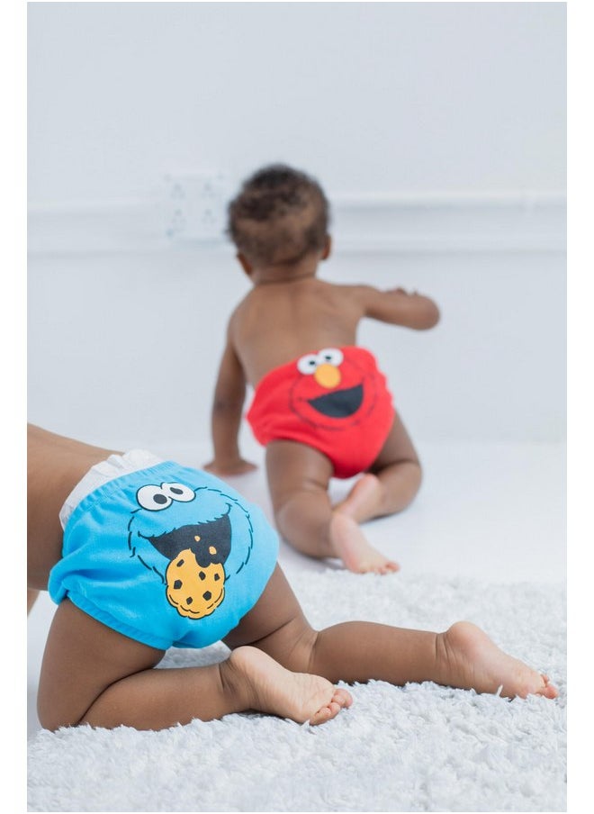 Sesame Street - Sesame Street Elmo Cookie Monster Oscar the Grouch Infant Baby Boys 3 Pack Diaper Covers Red/Blue/Gray 6-12 Months - Image 1