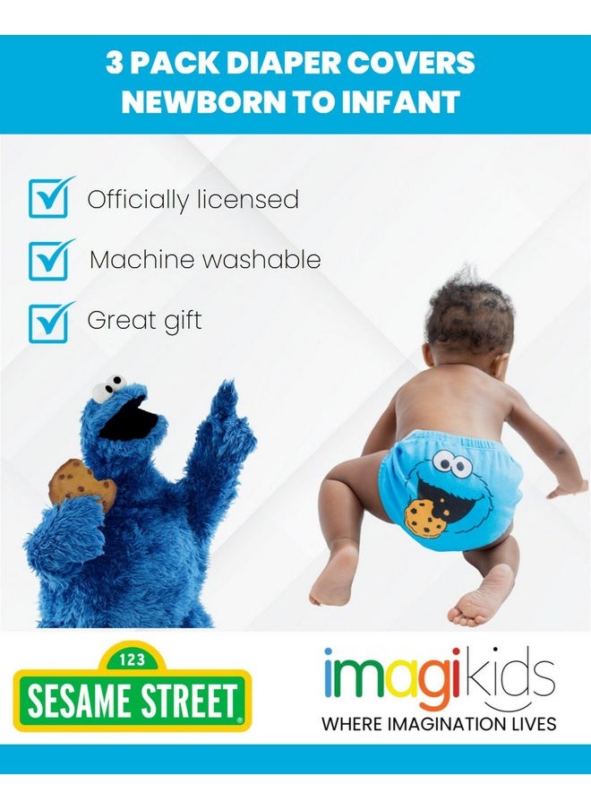 Sesame Street - Sesame Street Elmo Cookie Monster Oscar the Grouch Infant Baby Boys 3 Pack Diaper Covers Red/Blue/Gray 6-12 Months - Image 1