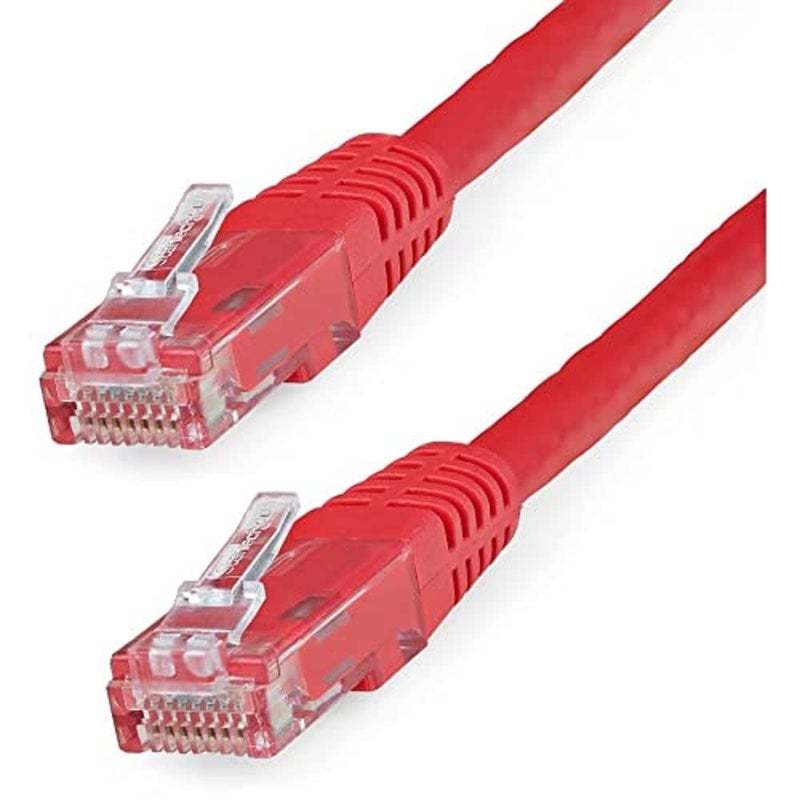 StarTech.com 25ft CAT6 Ethernet Cable - Red CAT 6 Gigabit Ethernet Wire -650MHz 100W PoE++ RJ45 UTP Molded Category 6 Network/Patch Cord w/Strain Relief/Fluke Tested UL/TIA Certified (C6PATCH25RD) - Image 1