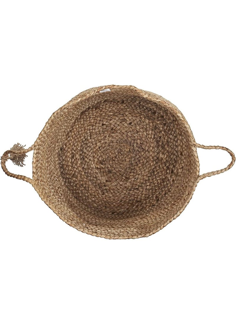 FR CREATION FR CREATION Handcrafted Round Woven Natural Jute Basket Storage Basket For Your Home Kitchen Restaurant Hotel Beige 10x10x12 Inches  - Image 2