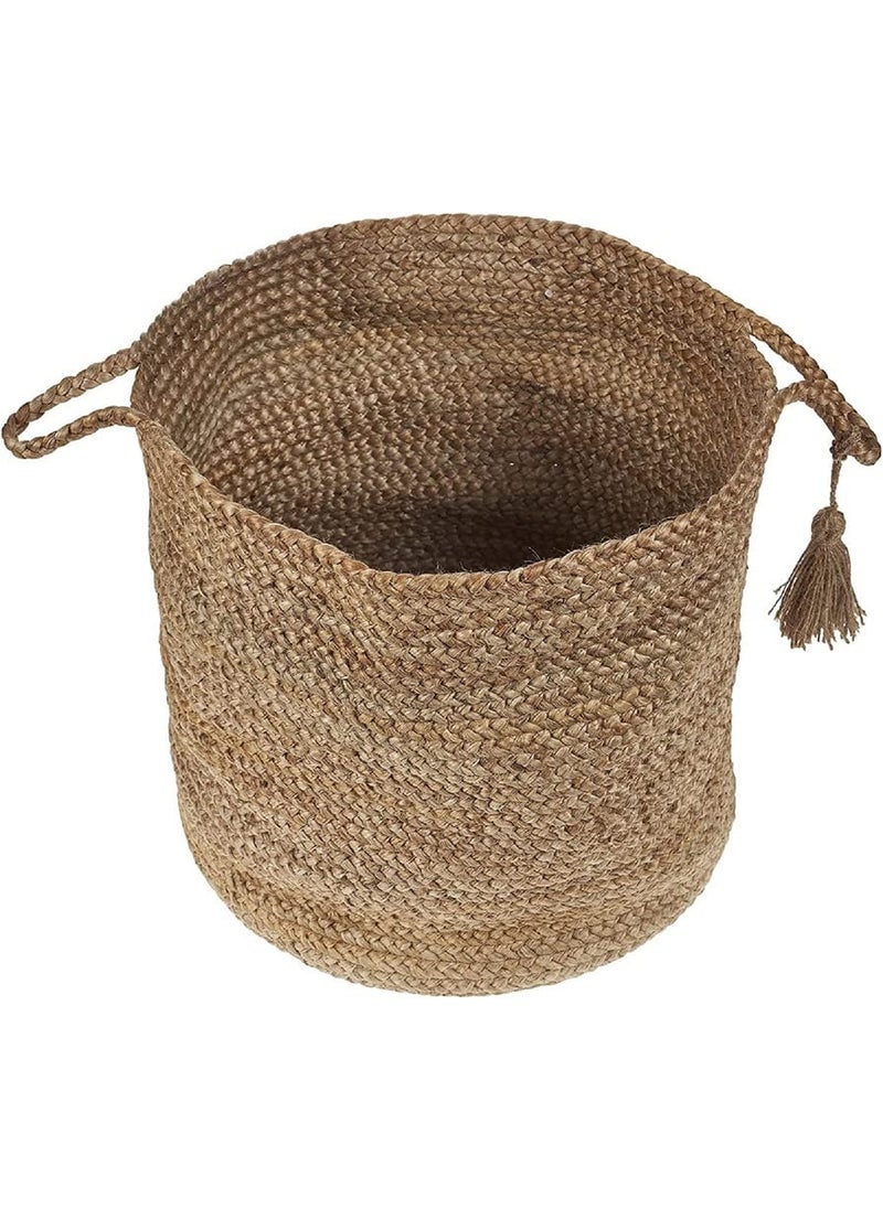 FR CREATION FR CREATION Handcrafted Round Woven Natural Jute Basket Storage Basket For Your Home Kitchen Restaurant Hotel Beige 10x10x12 Inches  - Image 4